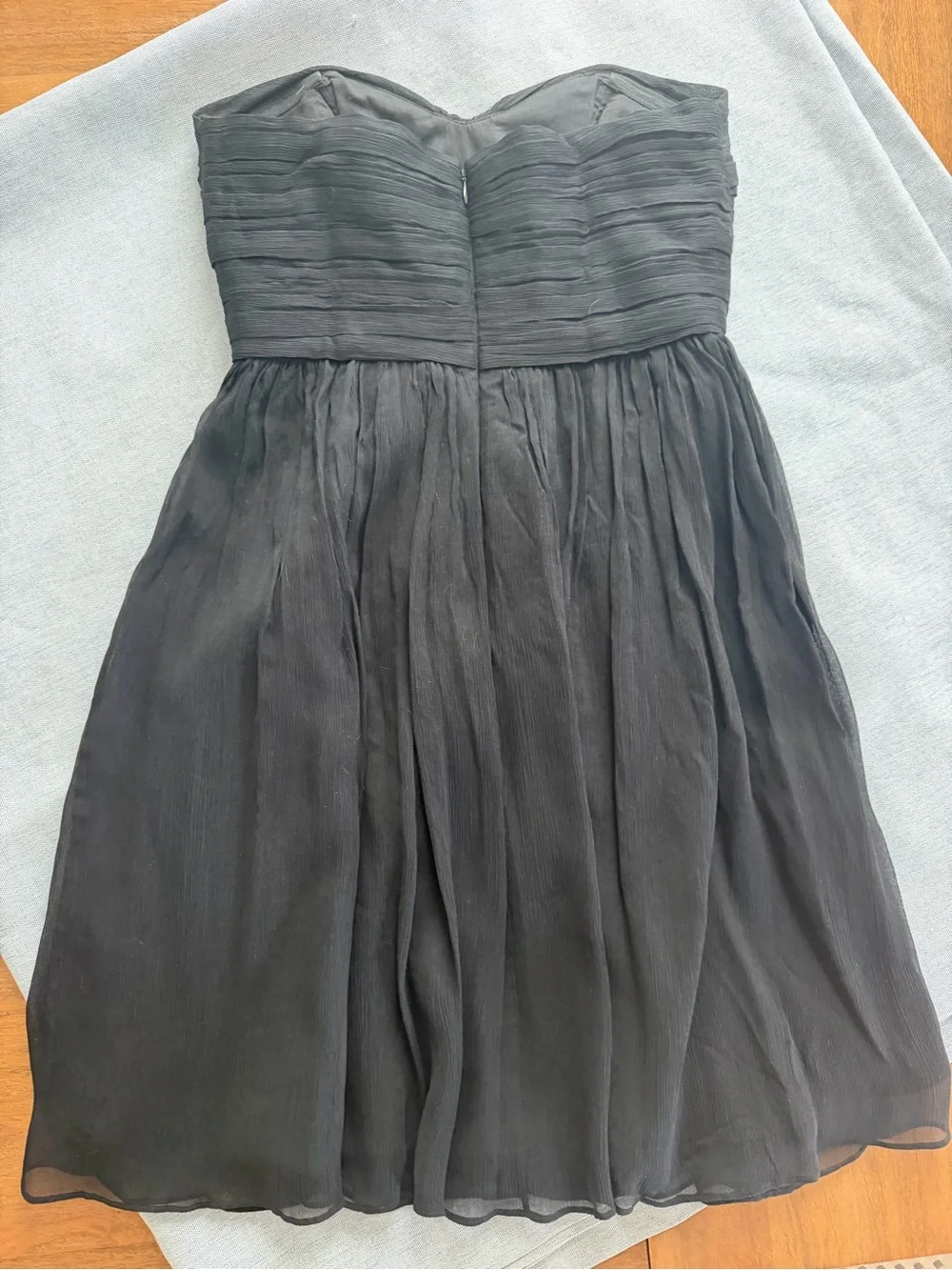 J.Crew Marbella Strapless Silk Chiffon Dress Black 00 Petite B7704